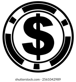 Black and white dollar coin EPS graphic