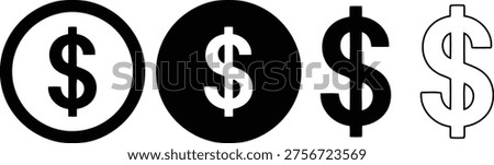 Black and white dollar signs in circles and solid backgrounds