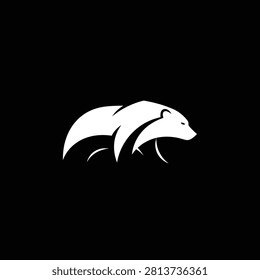 Black and white dolphin silhouette logo with minimalistic design