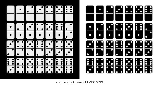 Black and white domino full set in flat design style