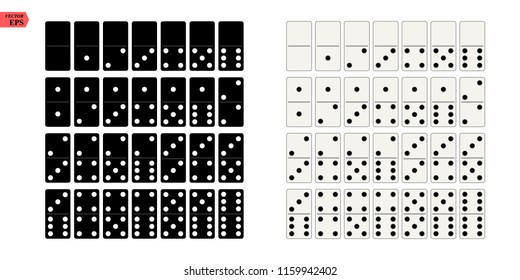 Black and white domino full set in flat design style. Vector illustration eps10