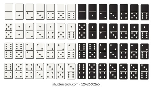 Black and white domino full set in flat design style. Abstract concept 28 pieces for game graphic element. Vector illustration EPS10