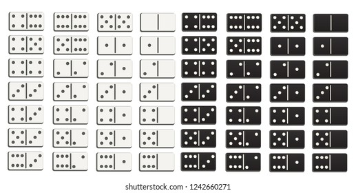 Black and white domino full set in flat design style. Abstract concept 28 pieces for game graphic element. Vector illustration EPS10