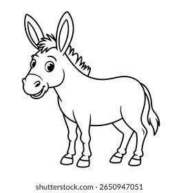Black and white donkey illustration vector 