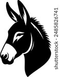 Black and white Donkey logo animal illustration