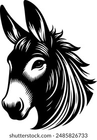 Black and white Donkey logo animal illustration