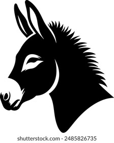 Black and white Donkey logo animal illustration