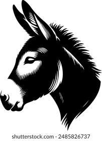 Black and white Donkey logo animal illustration