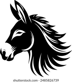 Black and white Donkey logo animal illustration