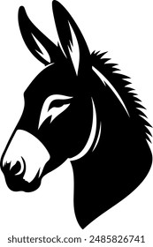 Black and white Donkey logo animal illustration