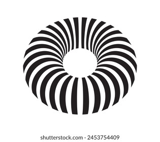 Black and white Donut (doughnut), vector illustration isolated on white background, eps