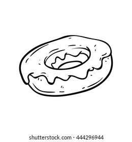 Black and white donut icon using doodle art
