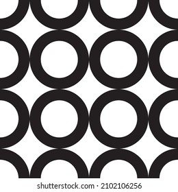 Black and White Donut Shape Geometric Seamless Pattern Background