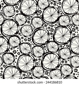 El doodle en blanco y negro abstracto de fondo sin fisuras. Patrón redondo infinito. Plantilla para diseño y decoración