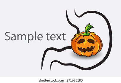 Black and white doodle brain background with pumpkin and place for sample text