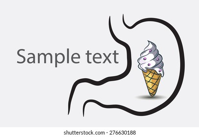 Black and white doodle brain background with ice-cream and place 