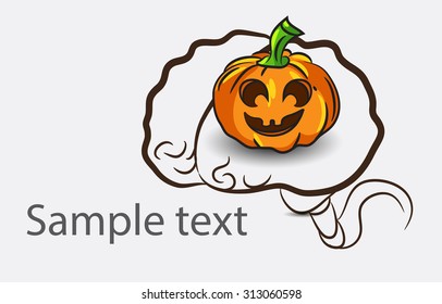 Black and white doodle brain background with pumpkin and place for sample text