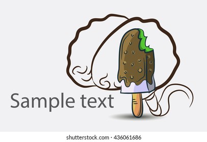 Black and white doodle brain background with ice-cream and place for sample text