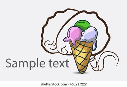 Black and white doodle brain background with ice-cream and place for sample text