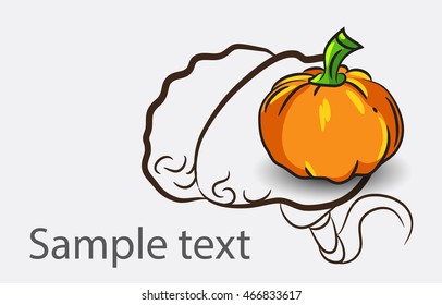 Black and white doodle brain background with pumpkin and place for semple text