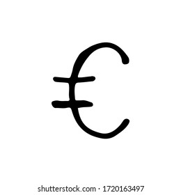 Black and white doodle currency. Euro symbol image