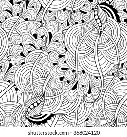 Black and white doodle floral elements seamless pattern background. Decoration elements for design invitation, wedding cards, valentines day, greeting cards