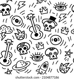 black and white doodle hand drawn design for cover, clothing print, textile, wallpaper