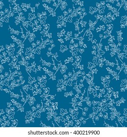 Black and white doodle ivy leaves. Vector illustration. Seamless pattern 