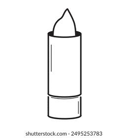 Black and white doodle of lipstick in simple style