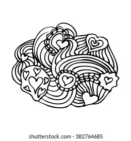 Black and white doodle on white background vector illustration