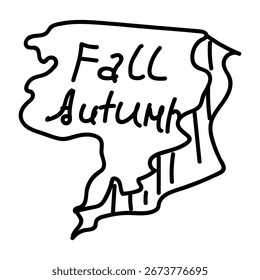 Black and white doodle paper note with fall and autumn text illustration