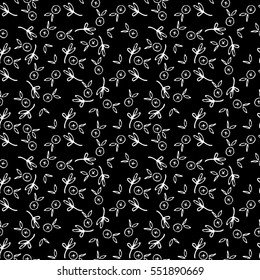 Black and white doodle pattern. Nature seamless pattern. Hand drawn seamless pattern. Hand drawn floral pattern.