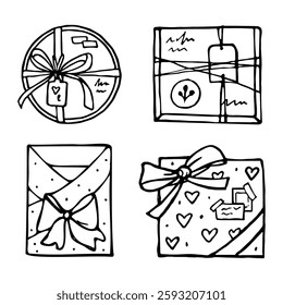 Black and white doodle presents top view