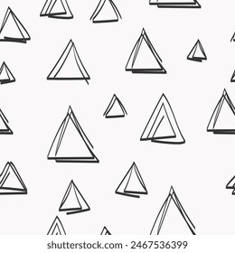 Patrones sin fisuras de garabatos en blanco y negro. Ilustración vectorial. Línea negra. Triángulo 