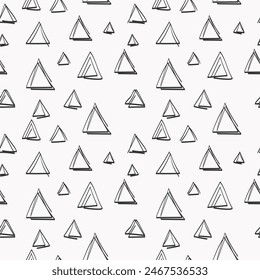 Patrones sin fisuras de garabatos en blanco y negro. Ilustración vectorial. Línea negra. Triángulo 