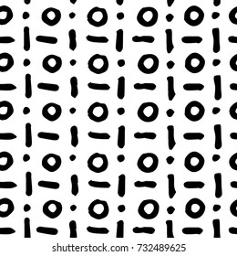 Black and white doodle seamless vector pattern. Doodle minimalist seamless pattern in black and white. Regular scribbled ornament. Memphis background decor tile. Trendy hipster ink doodle pattern tile