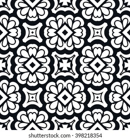Black and white doodle sketch seamless pattern, repeating monochrome graphic texture. Tribal ethnic ornament. Vector decorative geometric background