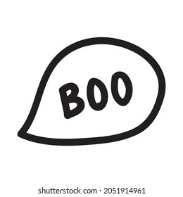 Black and white doodle speech boo bubble. Typography design for Halloween