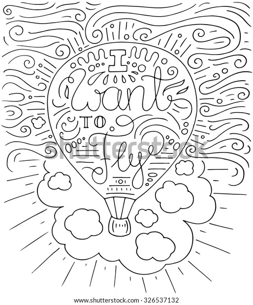 Black White Doodle Typography Poster Air Stock Vector (Royalty Free ...