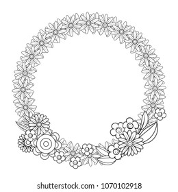 Black and white doodle wreath