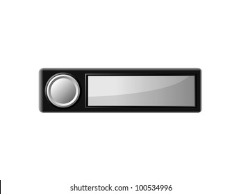 black and white door bell button with space for writing on label