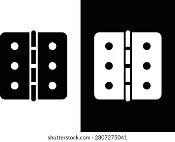 black and white Door hinge icon. Metal hardware symbols. construction and home improvement component design. 