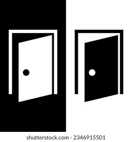 black and white door icon