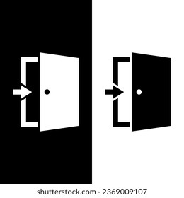 black and white door icon