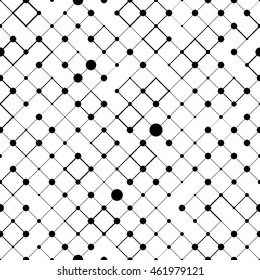 Black and white dot and line background. Scandinavian interior monochromatic pattern. Stock vector.