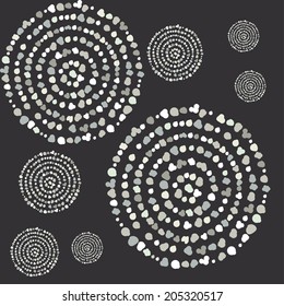 Black and white dot mandala. Circle vector pattern.