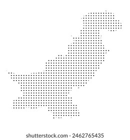 Mapa de puntos en blanco y negro de Pakistán