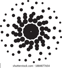 Punto blanco y negro con movimiento que puede utilizarse para el patrón y la impresión en medios y materiales como papel de pared, textiles, baldosas, muebles, etc