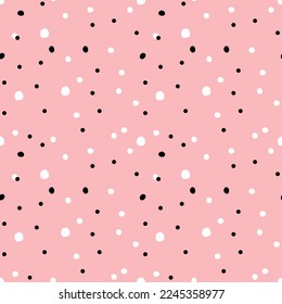 black and white dot on pink background.seamless pattern.