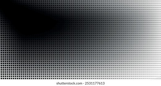 Black and white dot pattern gradient texture background. Abstract pop art halftone, modern dots, vector illustration.